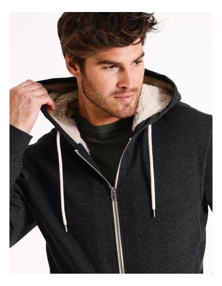 Seth Sherpa Hoodie in Charcoal