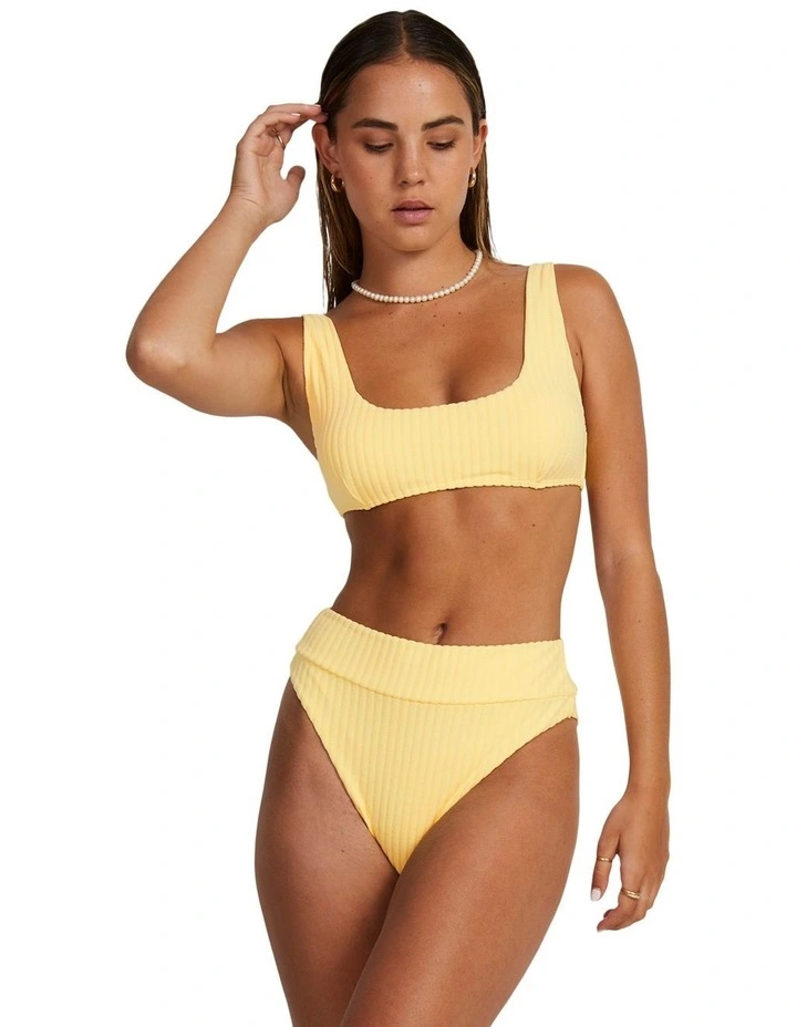 Tezzy Rib Scooped Bralette Bikini Top in Butter