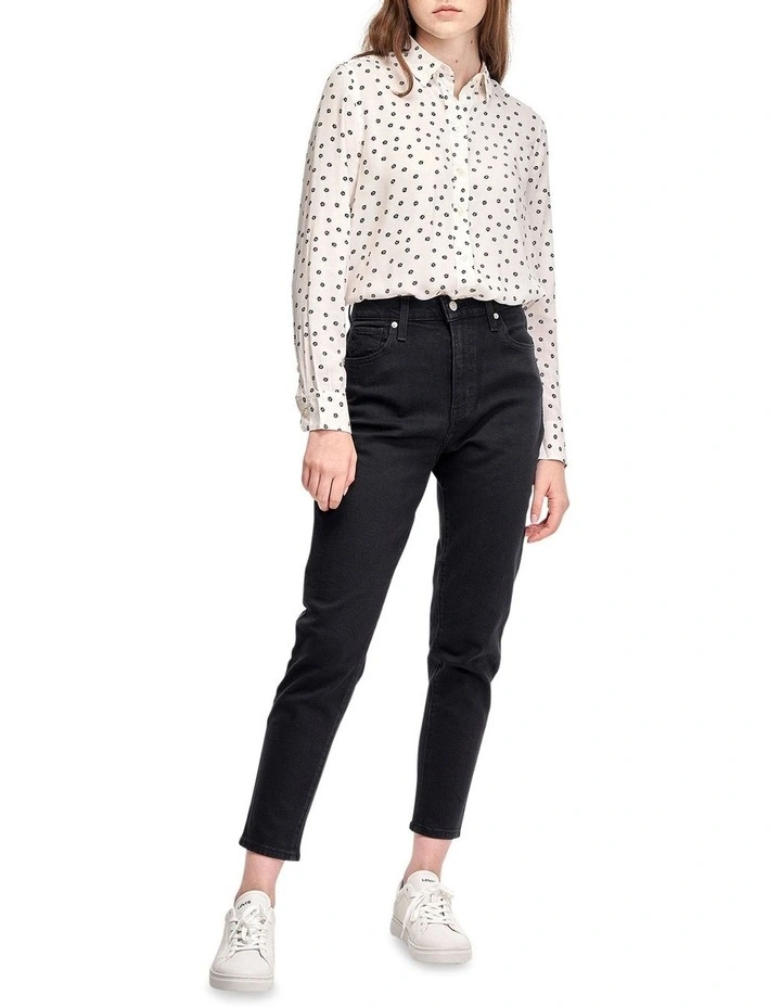High-Waisted Mom Jeans in Flash Black