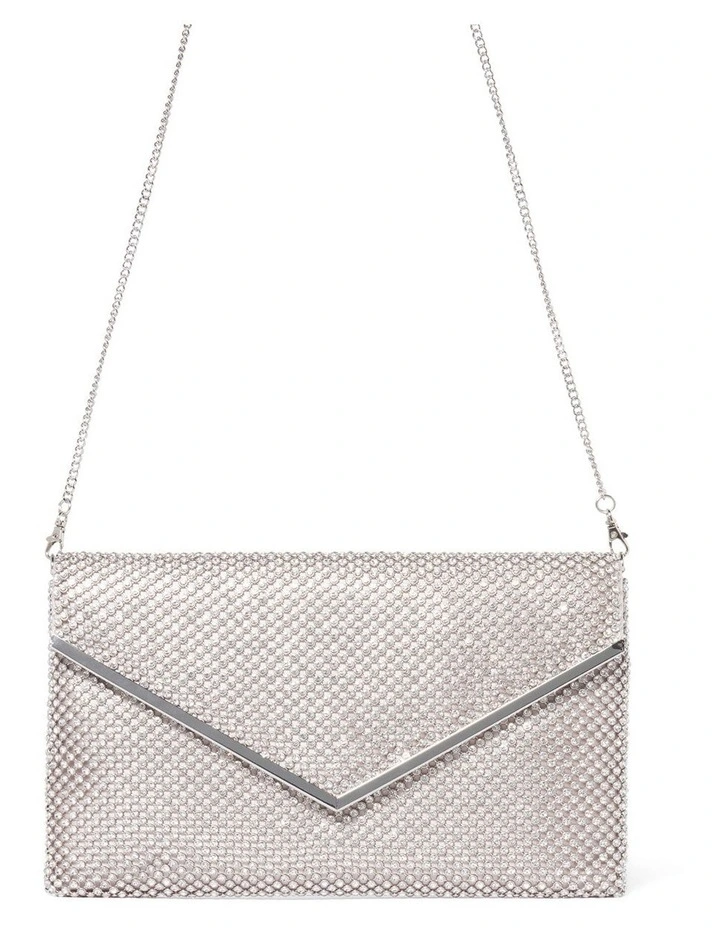 Lea Envelope Clutch in Silver