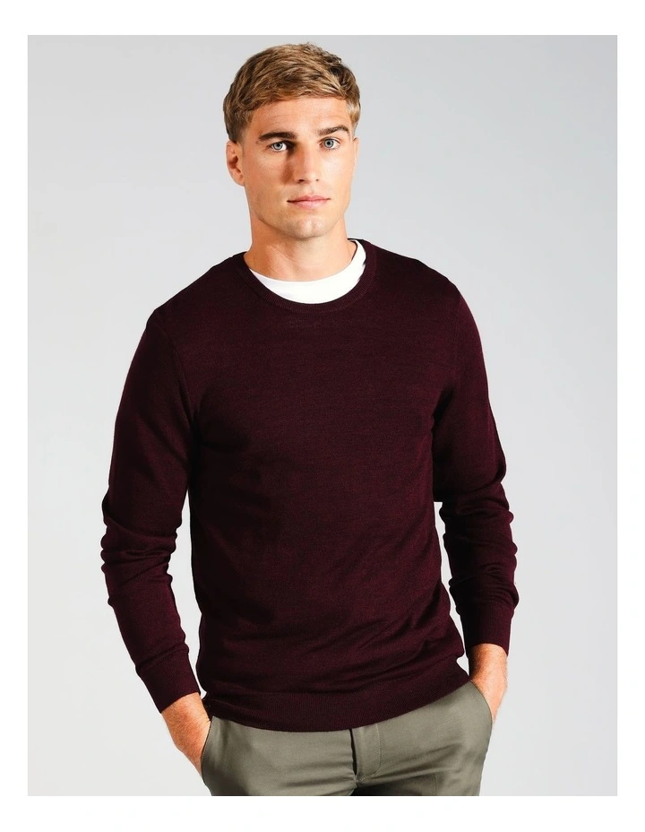 Australian Merino Crew Neck Knit in Red