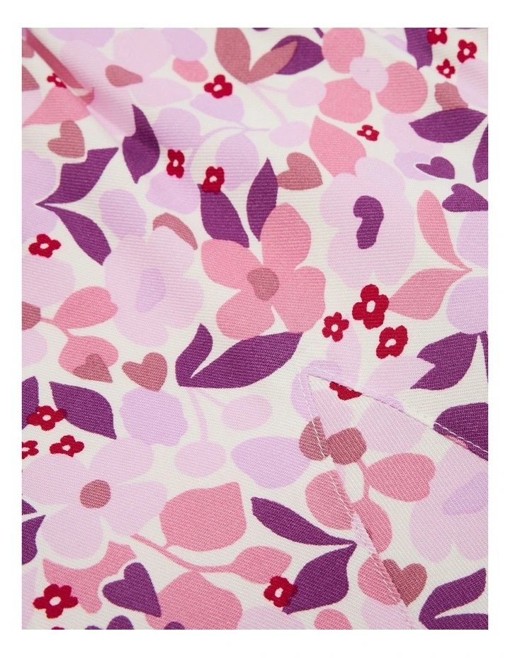 Floral Godet Dress in Pink Multi