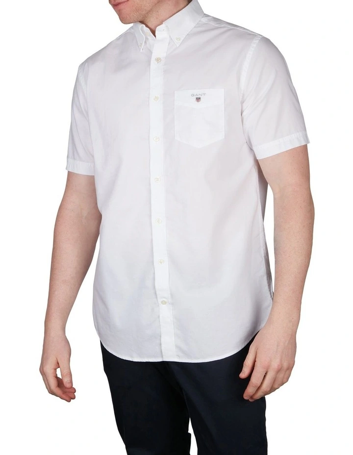 Regular Broadcloth Short Sleeve Shirt in White