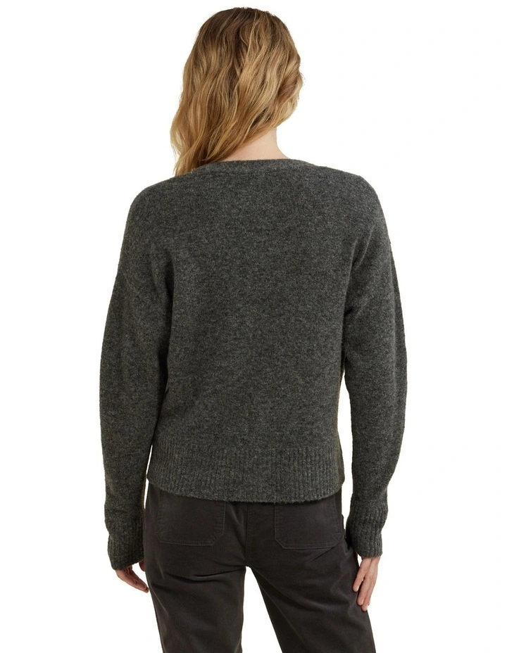3 Button Cardigan in Charcoal Marle