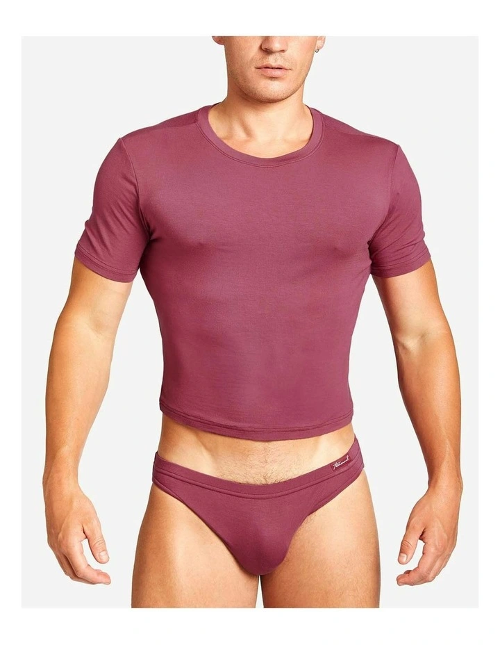 Body Bamboo Crop Tee in Burgundy
