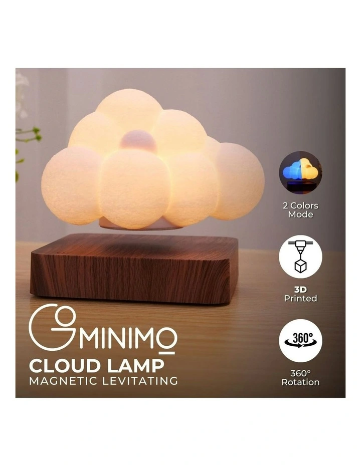 Magnetic Floating Lamp Levitation Cloud Lightning in Dark Brown Base
