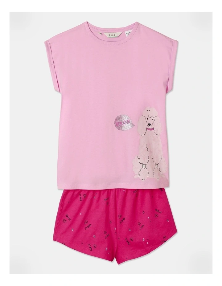Poodle Pyjama Set in Pink