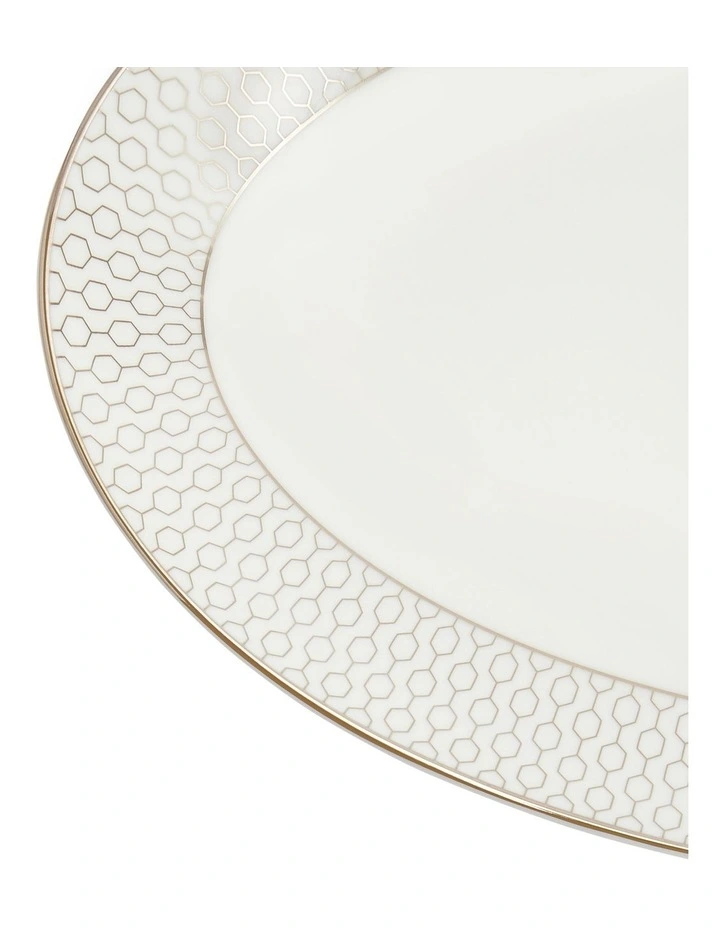 Gio Platinum Oval Platter 33cm in White/Platinum