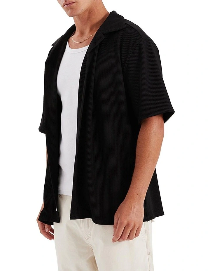 Baroque Cropped Resort Shirt in Black