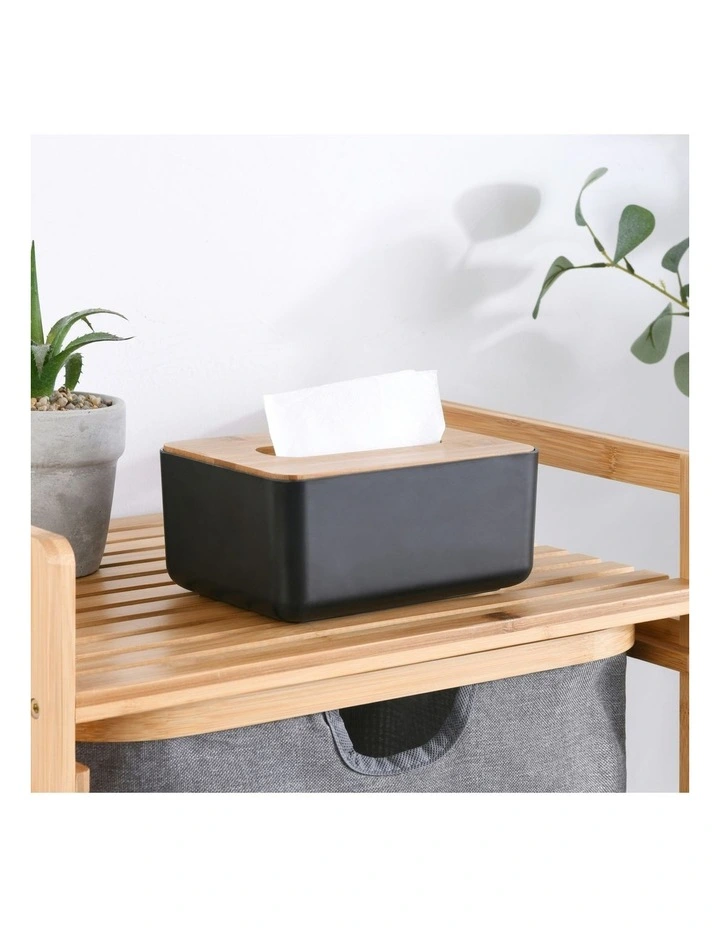 Takae Natural Bamboo Tissue Box Small in Black