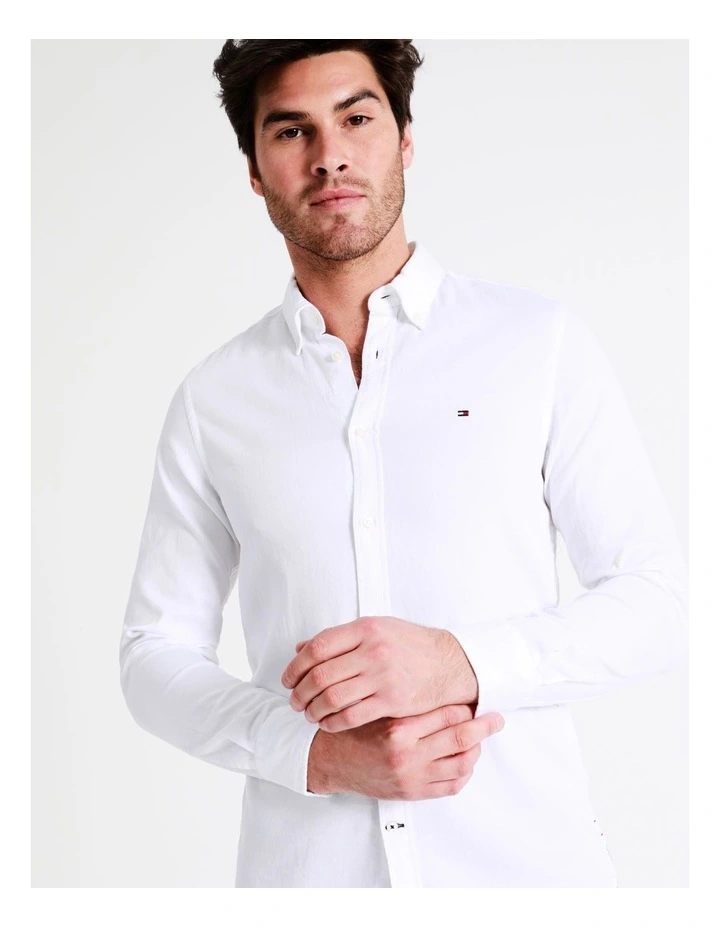 Core Flex Dobby Long Sleeve Shirt in White