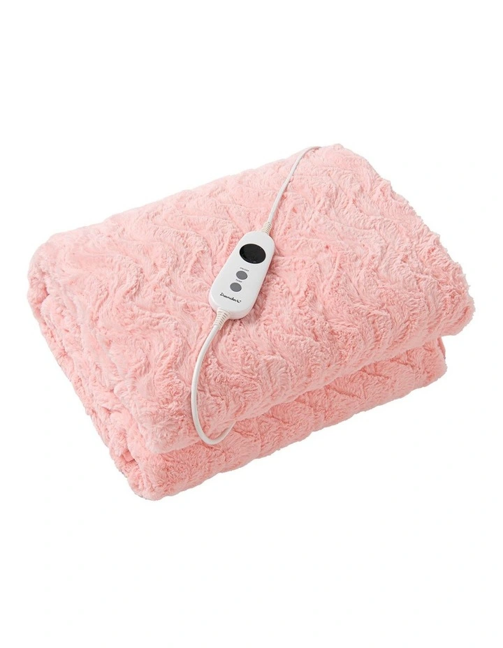 Faux Fur Heated Throw in Pink