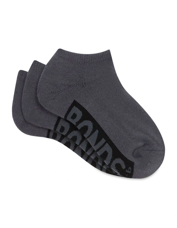 Kids Cushioned Low Cut Socks 3 Pack in Grey