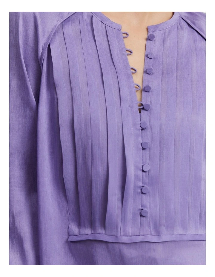 Fluid Long Sleeve Popover Shirt in Deep Lilac
