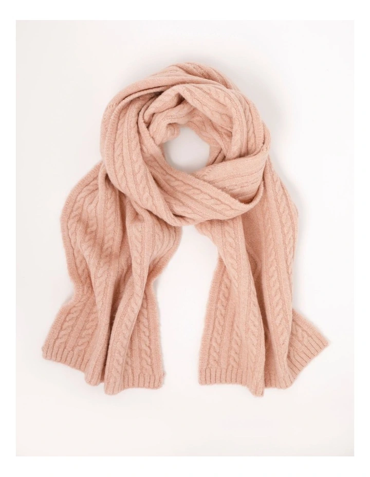 Cable Knit Winter Scarf in Pink