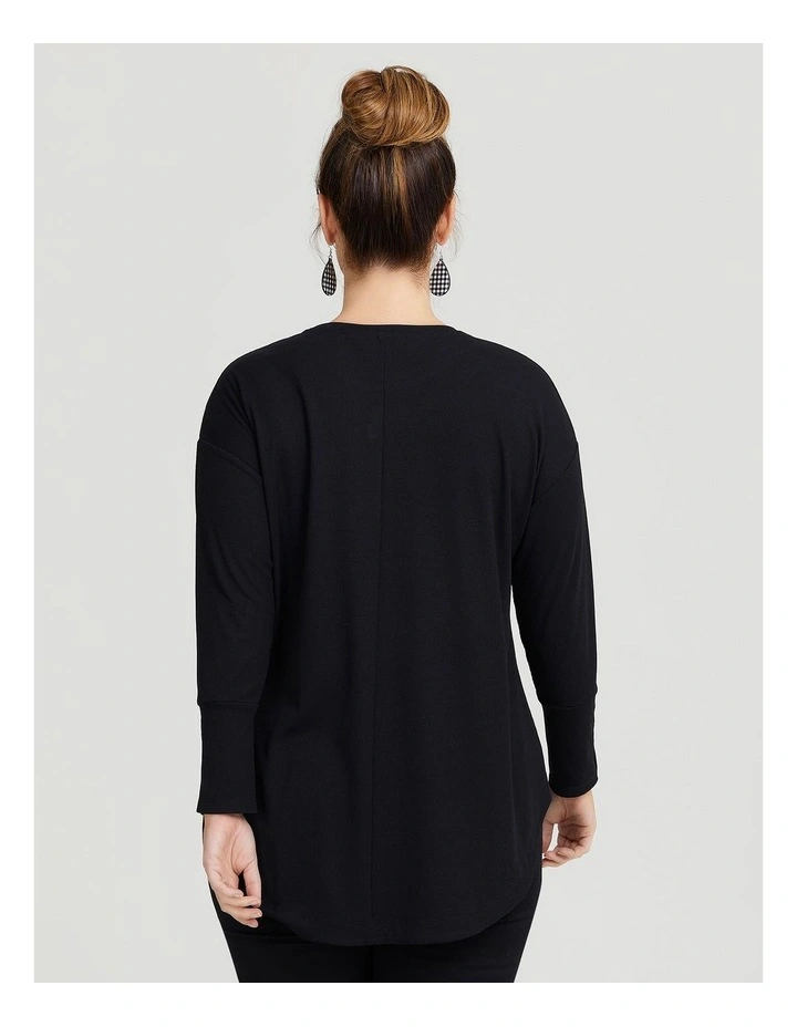 Rib Hi-lo Top in Black