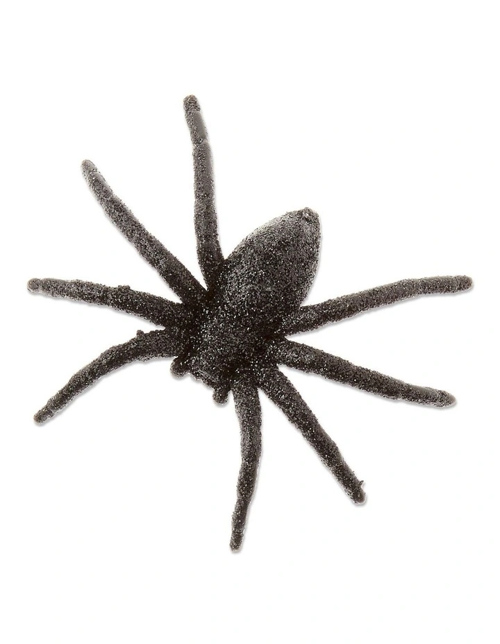 Halloween Glitter Spiders 6 Pack in Black