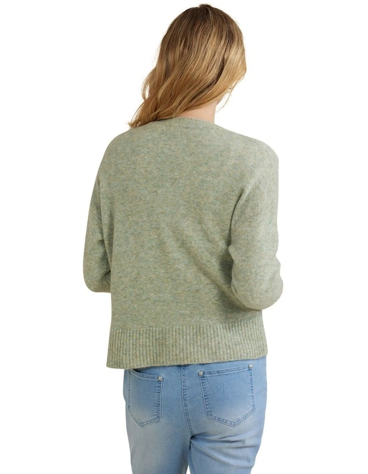 3 Button Cardigan in Green Mist Marle