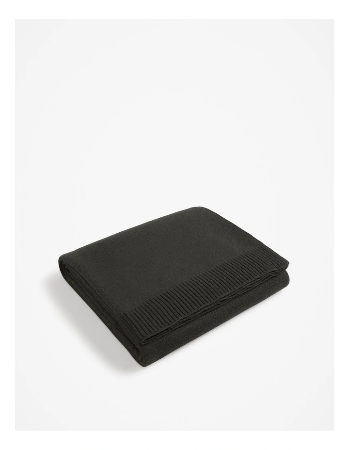 Organically Grown Cotton Heritage Knit Throw in Charcoal