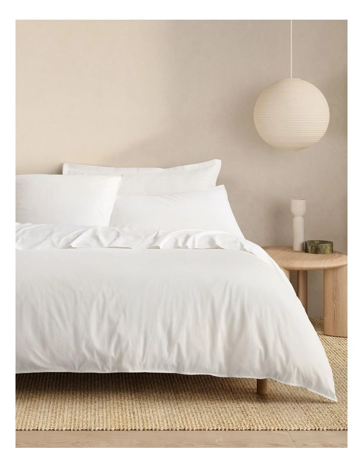 Bayley Washed Percale Quilt Cover Set in White