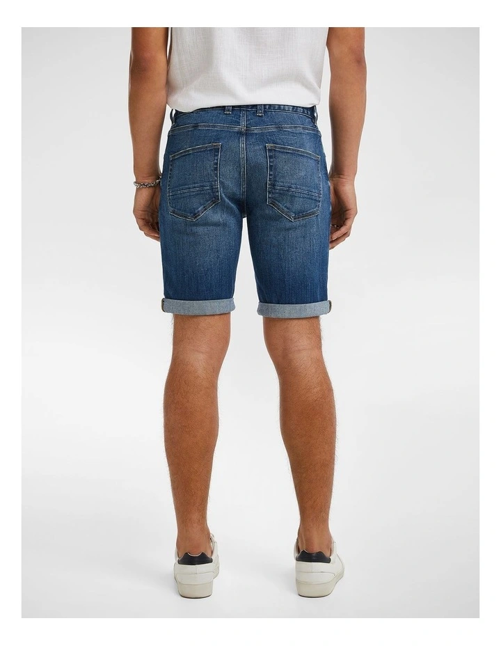 Massimo Ripped Denim Shorts in Dark Wash