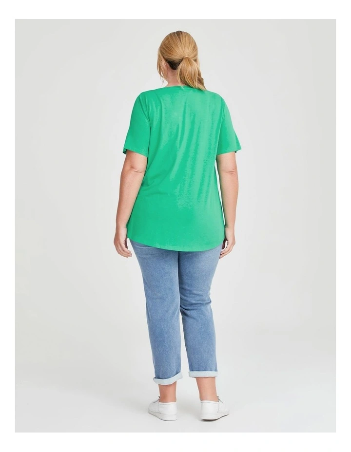 Australian Cotton V-neck T-shirt in Spring Jade