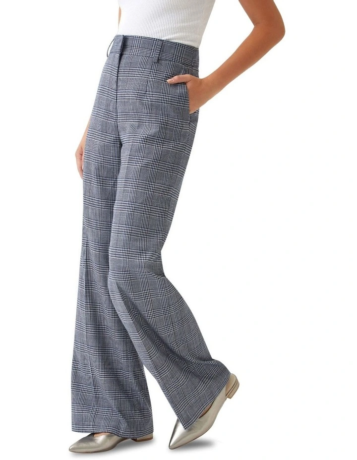 Lydia Eco Checked Suit Pants in Navy
