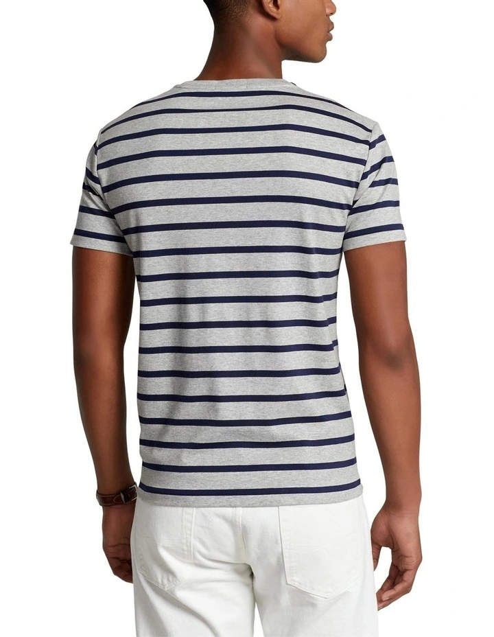 Custom Slim Striped Soft Cotton T-shirt in Grey