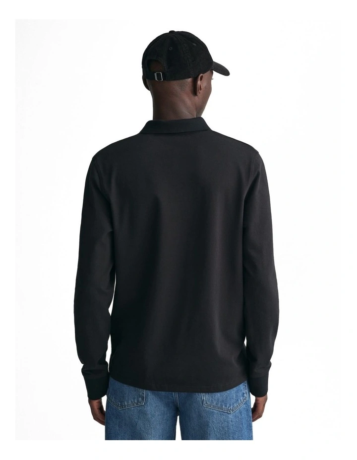 Contrast Pique Rugger in Black