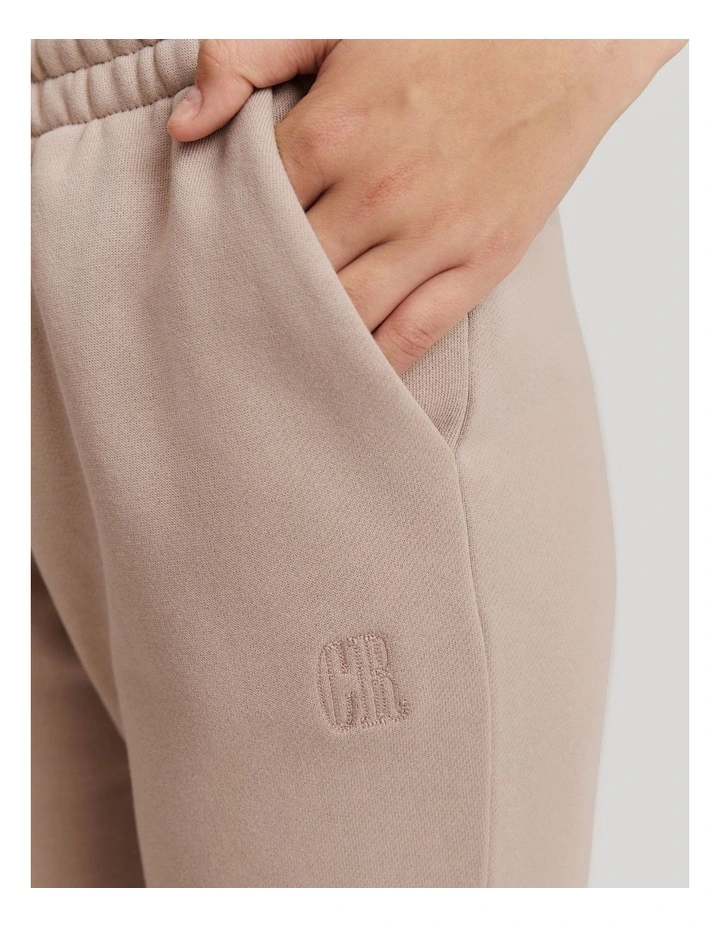 Teen Recycled Cotton Blend Flare Embroidered Sweat Pant in Mushroom