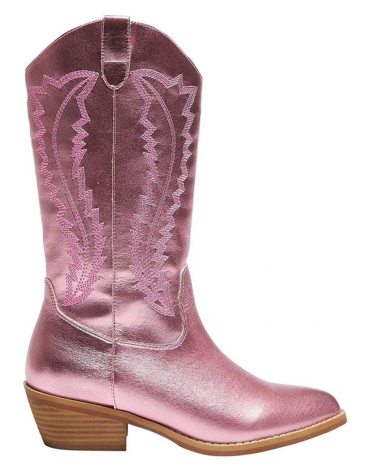Cowboy Western Boots in Ice Pink Metallic