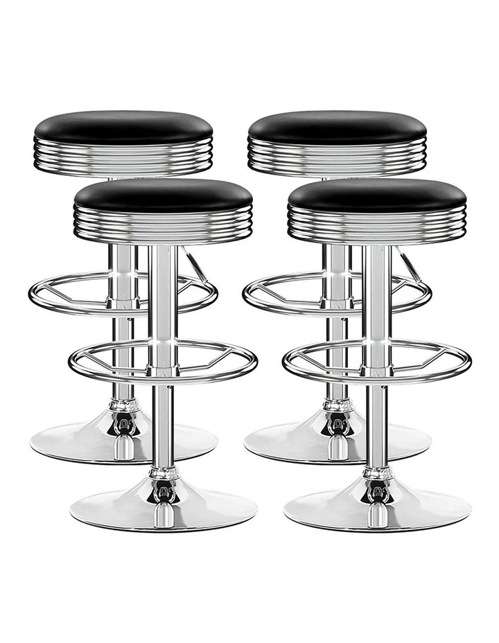 Kitchen Swivel x4 Bar Stools in Black