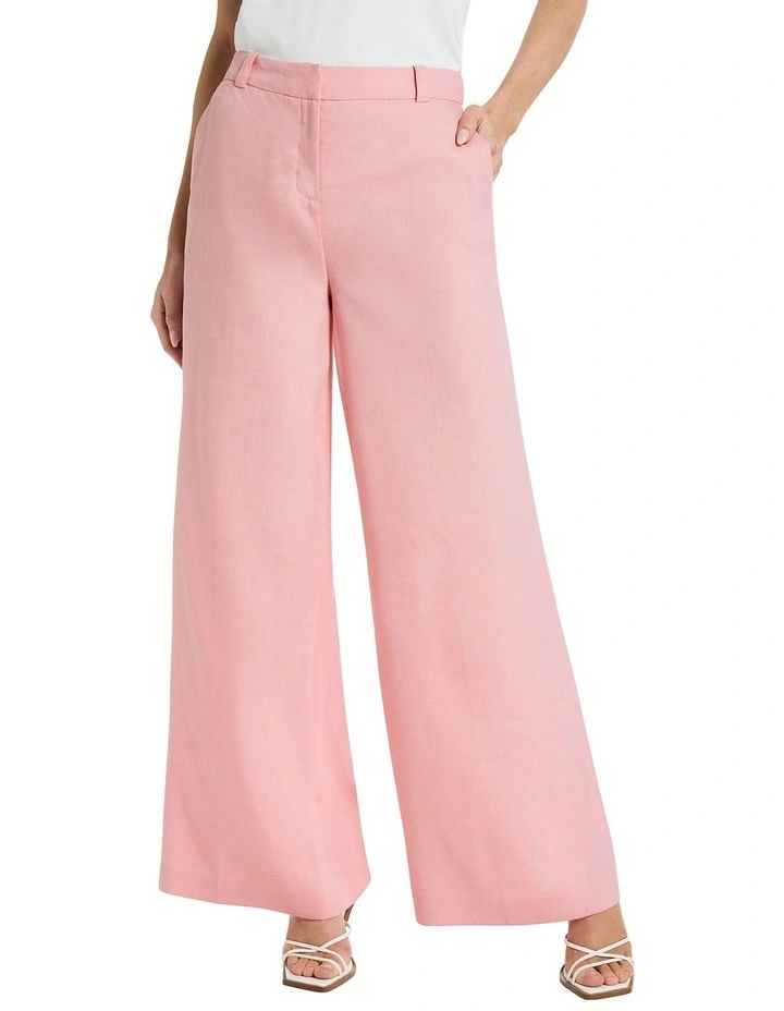 Chaya Wide Leg Linen Pant in Blush