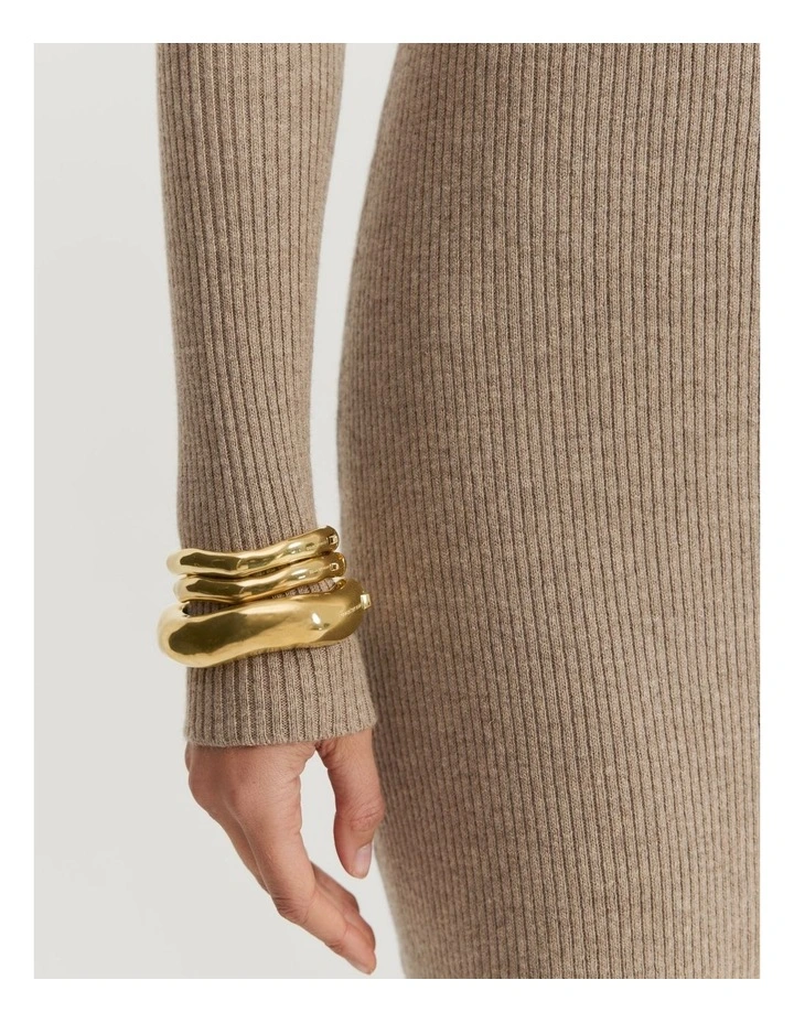 Organically Grown Cotton Scoop Neck Knit Dress in Fawn Marle
