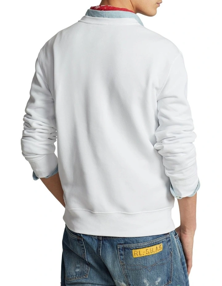 Polo Bear Fleece Sweatshirt in White