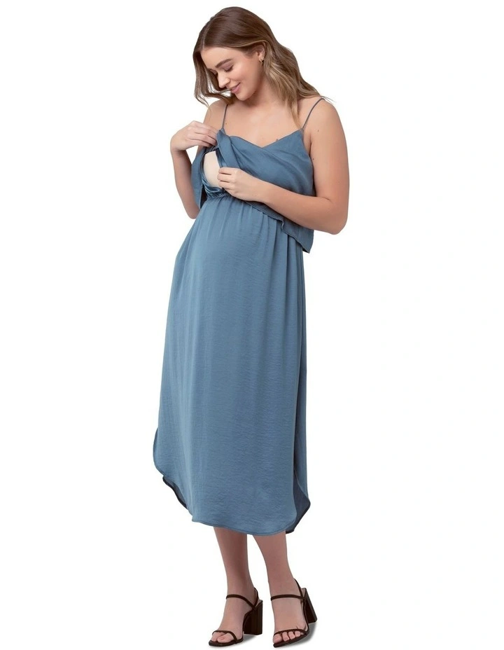 Nursing Slip Dress in Petrol