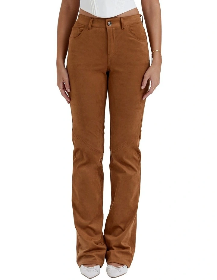 Apollo Vegan Suede Trousers in Tan