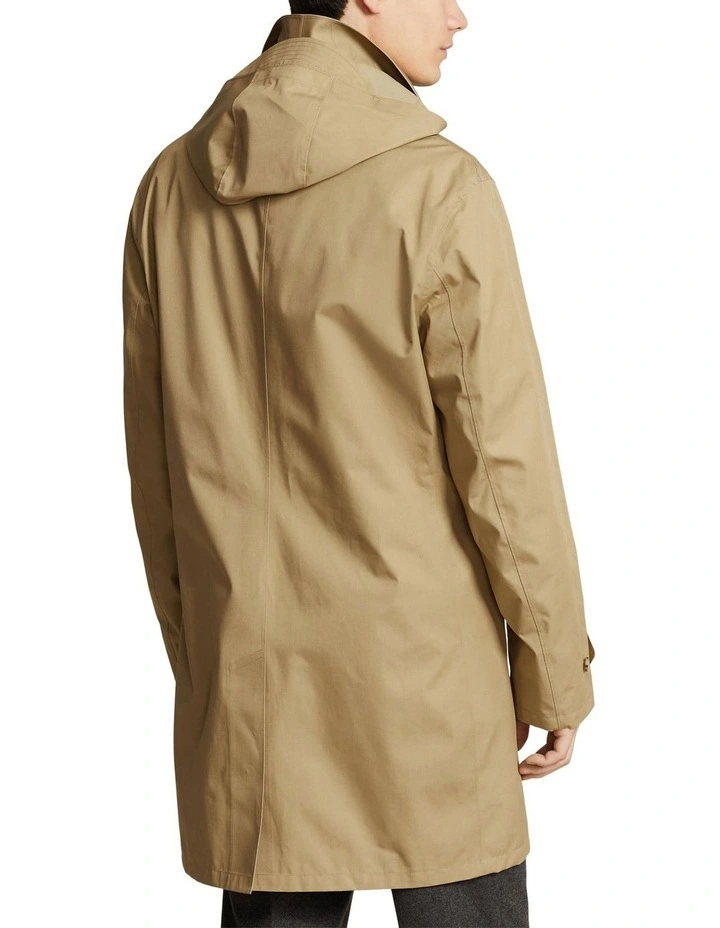Water-Repellent Hooded Walking Coat in Beige
