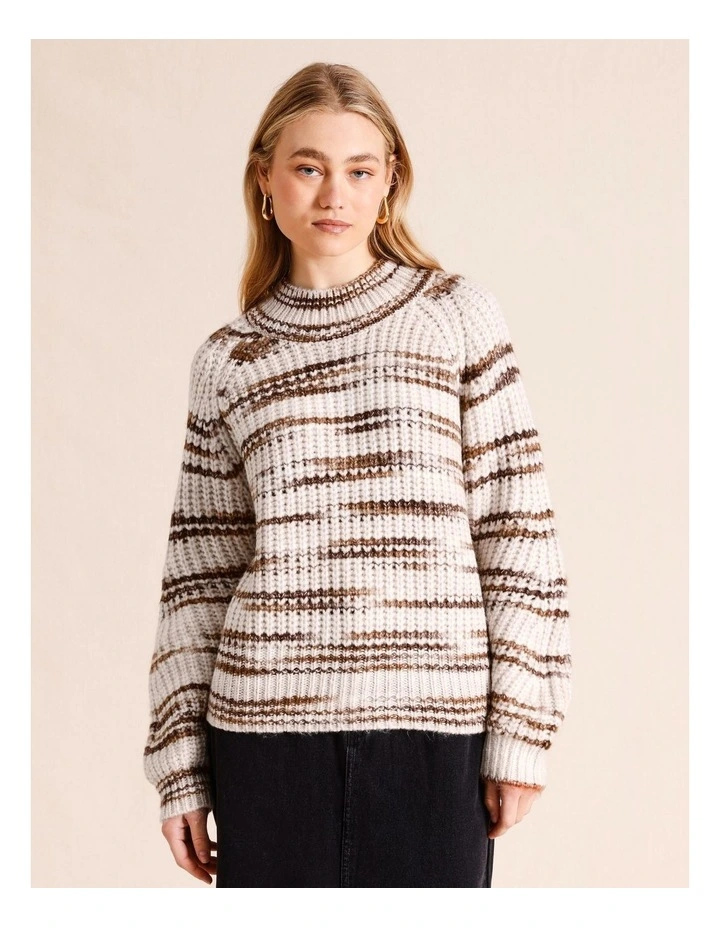 Striped Chunky Knit Jumper in Natural
