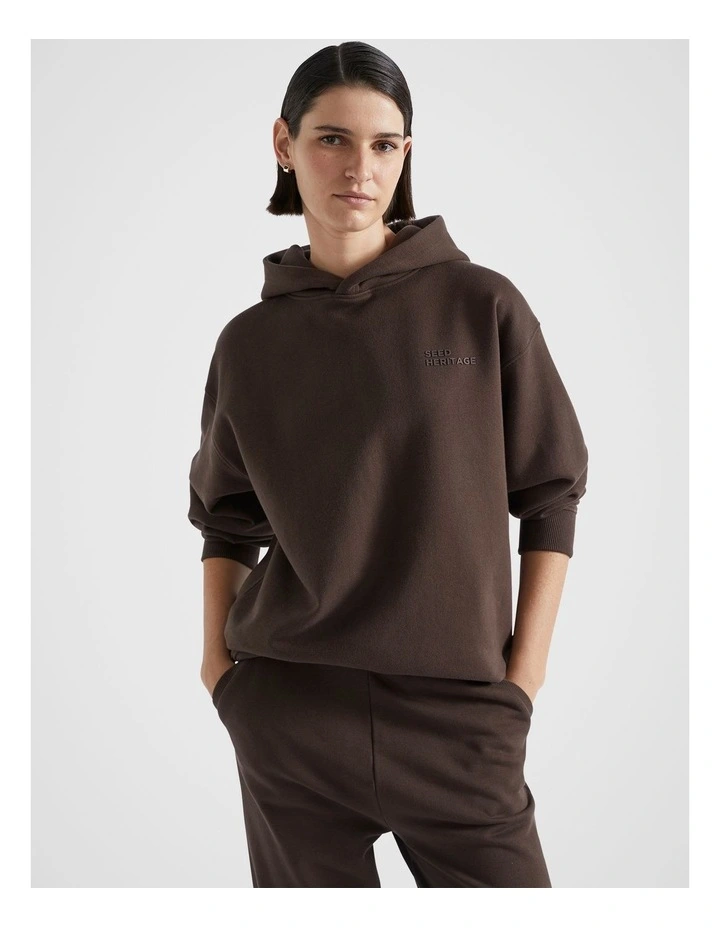 Fleece Boyfriend Hoodie in Dark Espresso