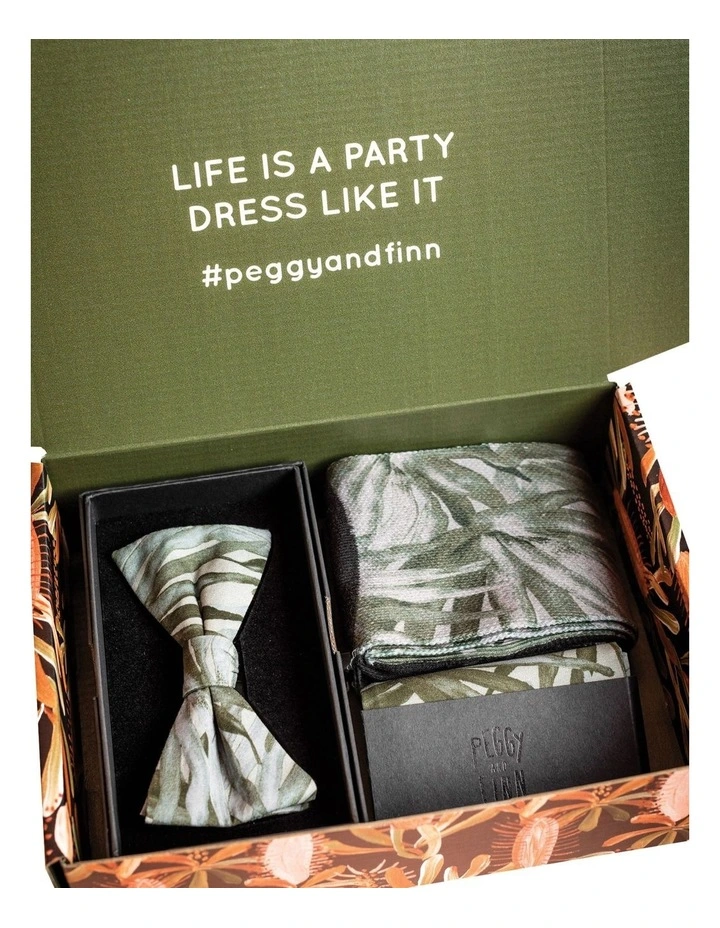 Fan Palm Bow Tie Gift Set in Green