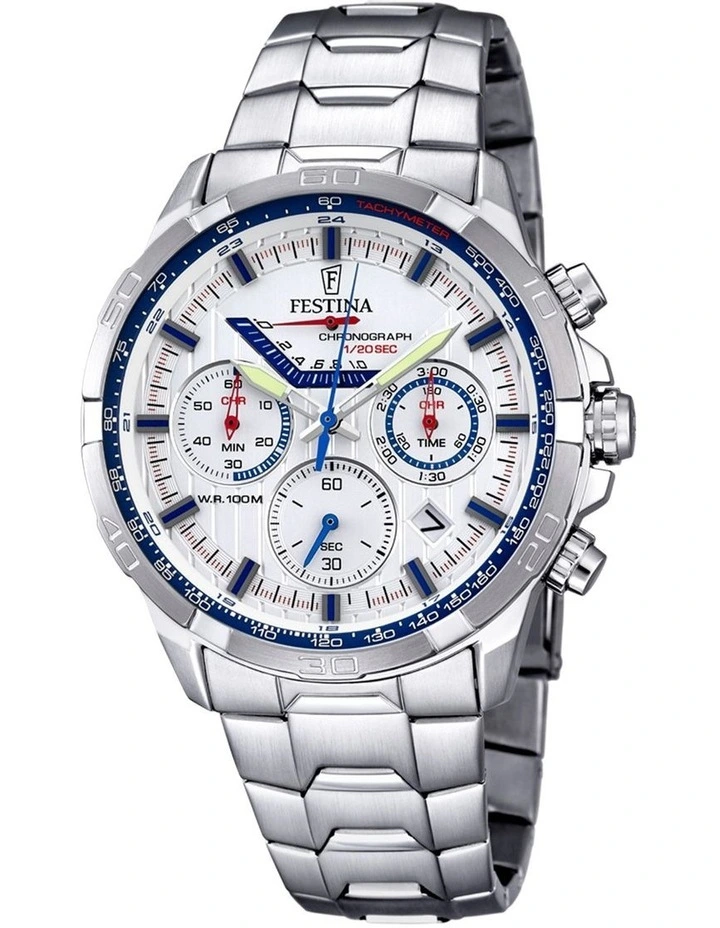 Chrono Stainless Steel Watch in Silver