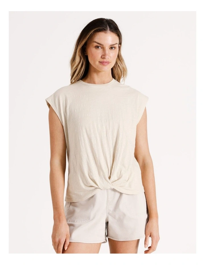 Organic Twist Front Tee in Flesh