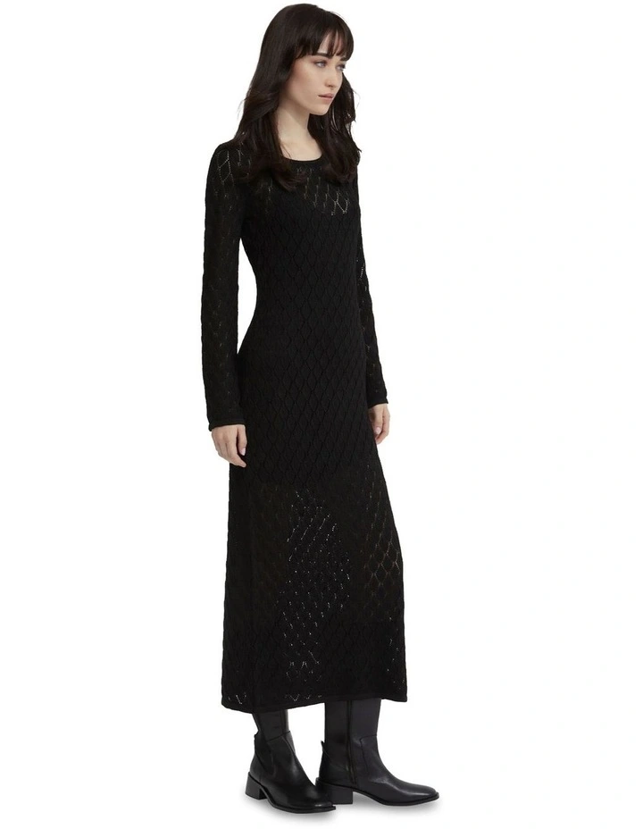 Aime Pointelle Dress With Slip in Black