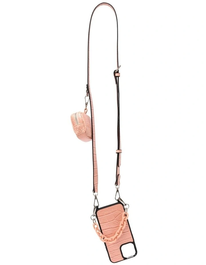 Calissa Croco Lanyard Phone Case iPhone 13 Pro Max in Pink