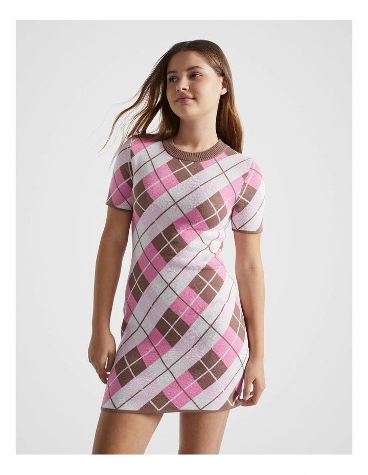 Argyle Knit Dress in Multi