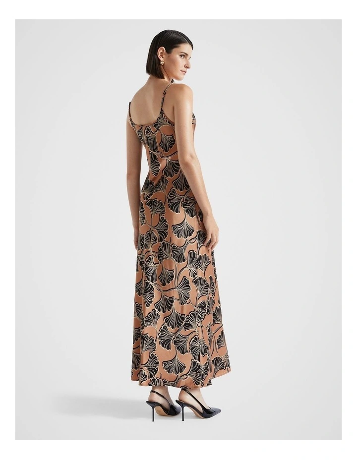 Satin Slip Dress in Abstract Floral