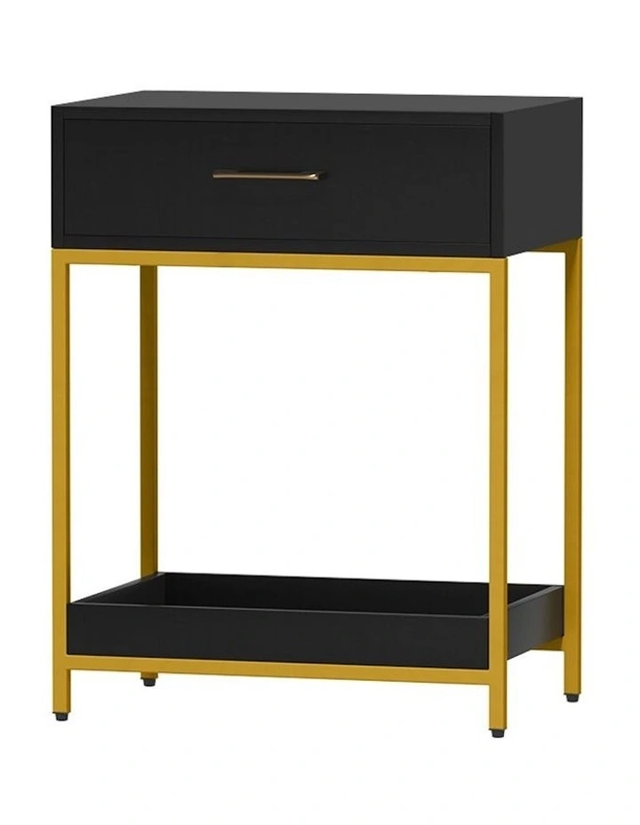 Mason Bedside Table 1 Drawer with Shelf in Black