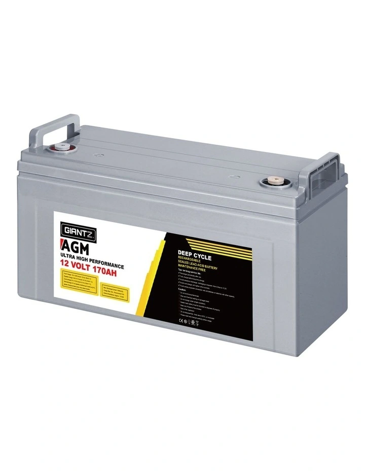 AGM Deep Cycle Battery 12V 170Ah Box Portable Solar Caravan Camping