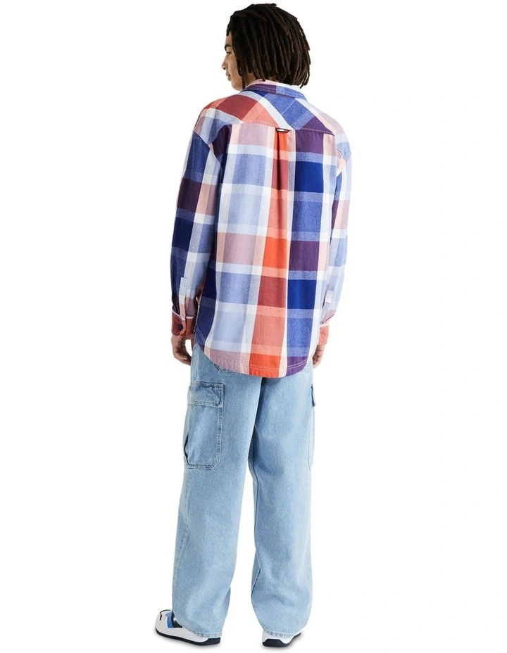 Twill Check Overshirt in Blue